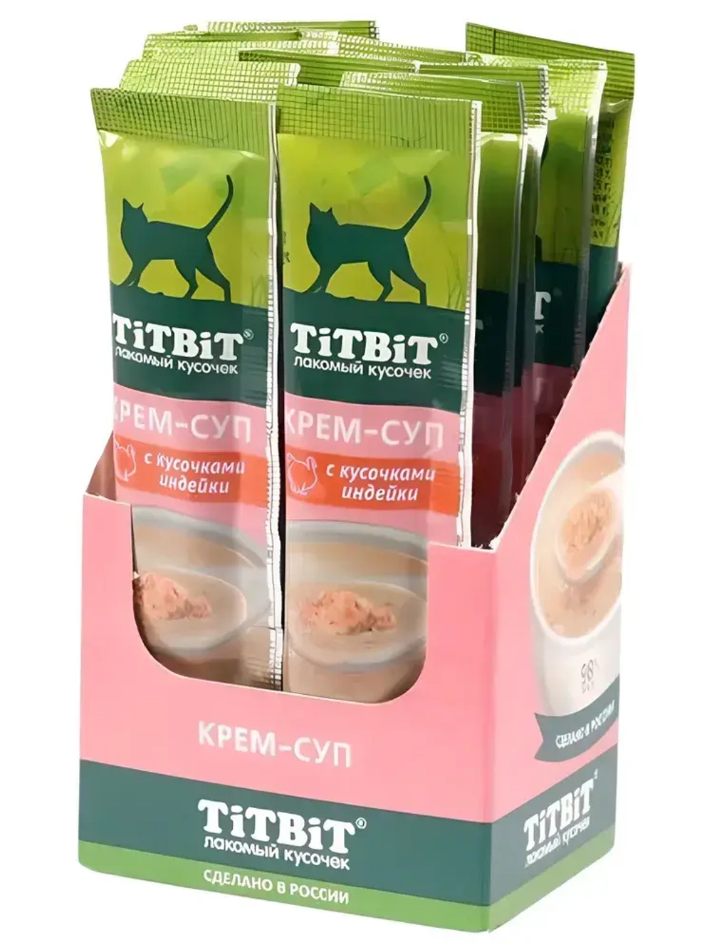 Крем-суп для кошек TiTBiT с кусочками лосося. 16 порций