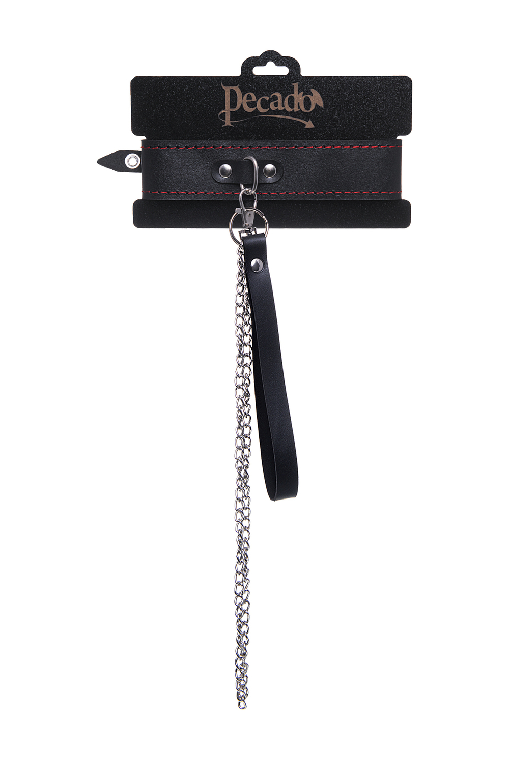 Ошейник двухслойный Pecado с красной строчкой