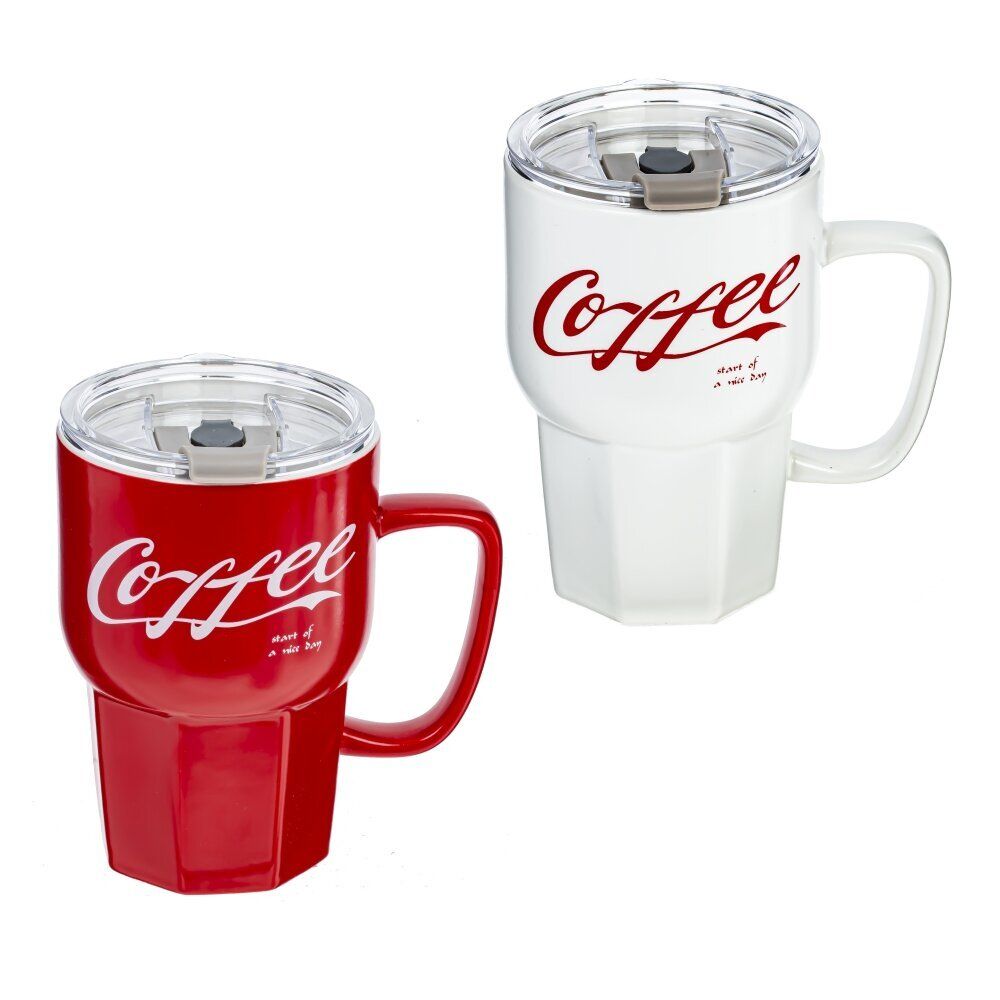 GAEM Кружка с крышкой и трубочкой, 400 мл, L13 W9 H19,5 см, 2в.