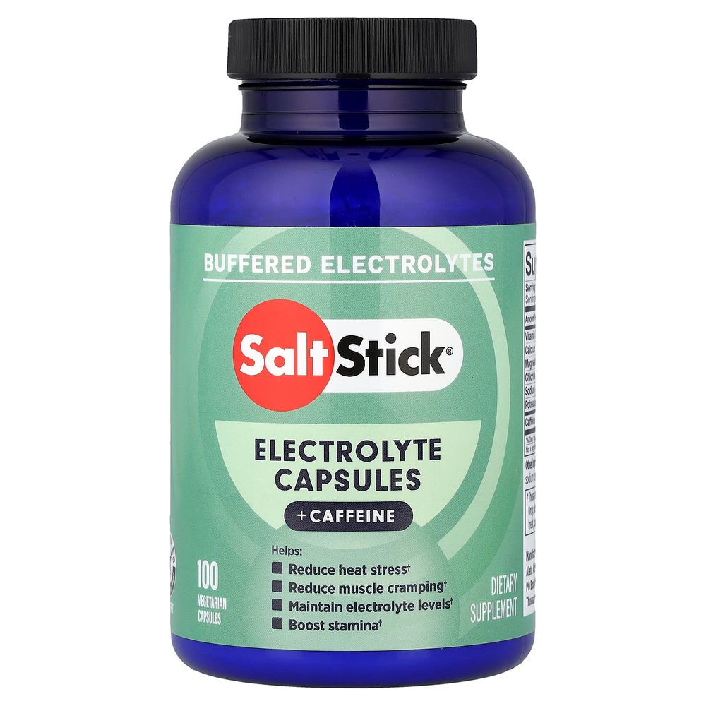SaltStick, капсулы с электролитами и кофеином, 100 вегетарианских капсул