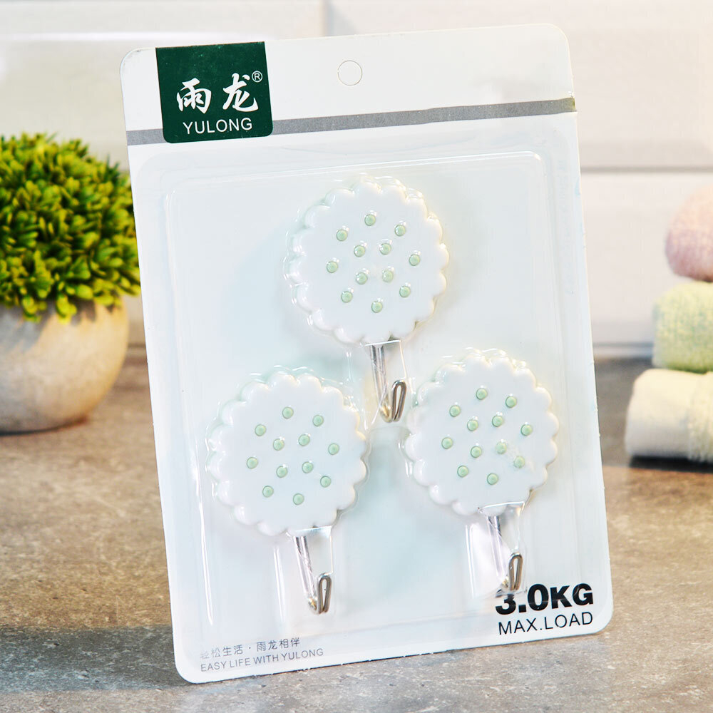 Крючок самоклеящийся 3шт, в ассортименте, МС-2211145