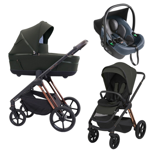 Детская коляска 3 в 1 Espiro Miloo 2025 и автокресло Pi Gray blue 204 luxury green / Серый/синий (Gray blue 103)