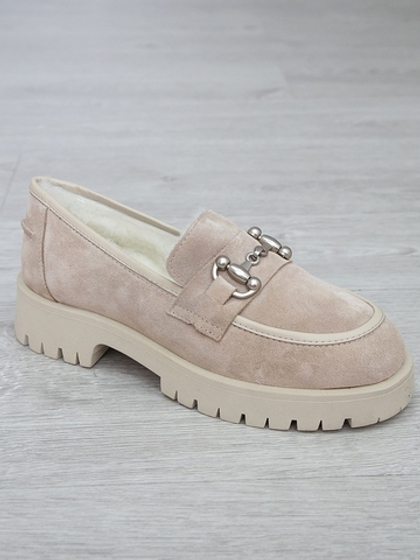 Лоферы женские зимние натуральная замша