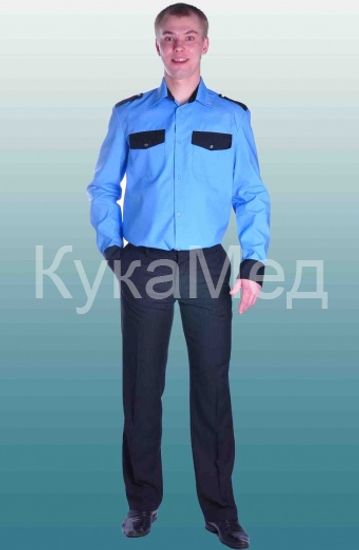 Рубашка охранника №19 дл.рукав (голуб.)