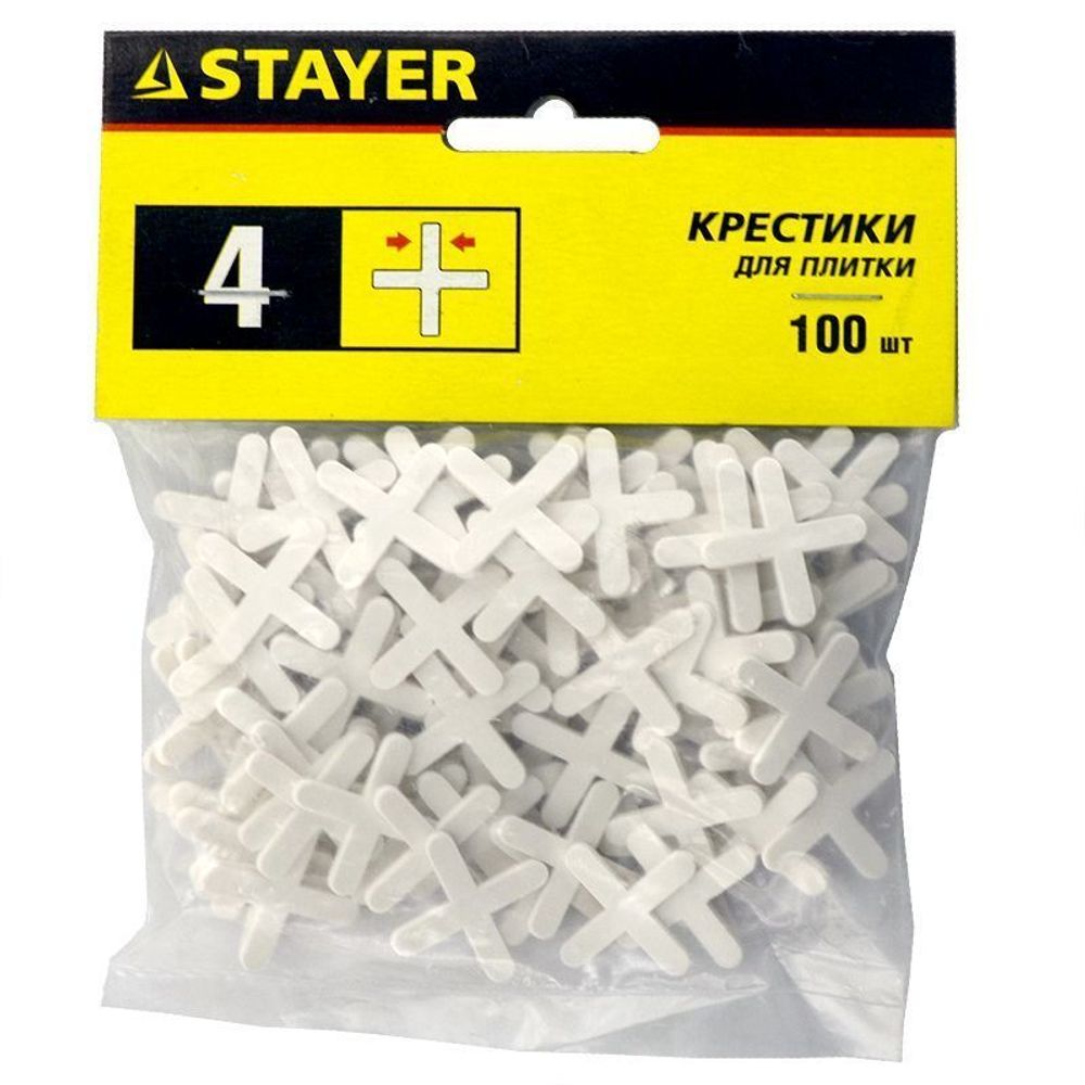 Крестики STAYER для кафеля, 4мм, 100шт