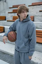 Худи Hook Утяжка Лого серое