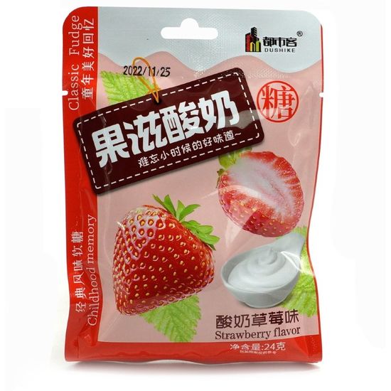 Жевательные конфеты Dushike со вкусом йогурта и клубники, 22 г