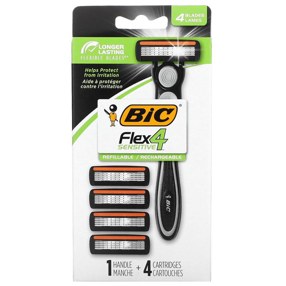 BIC, Flex 4 Sensitive, 1 станок, 4 картриджа