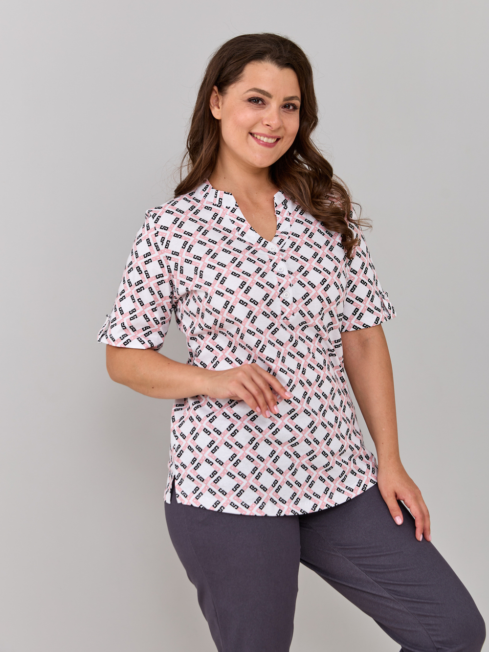 Блузка БЛ-122/орнамент-розовый