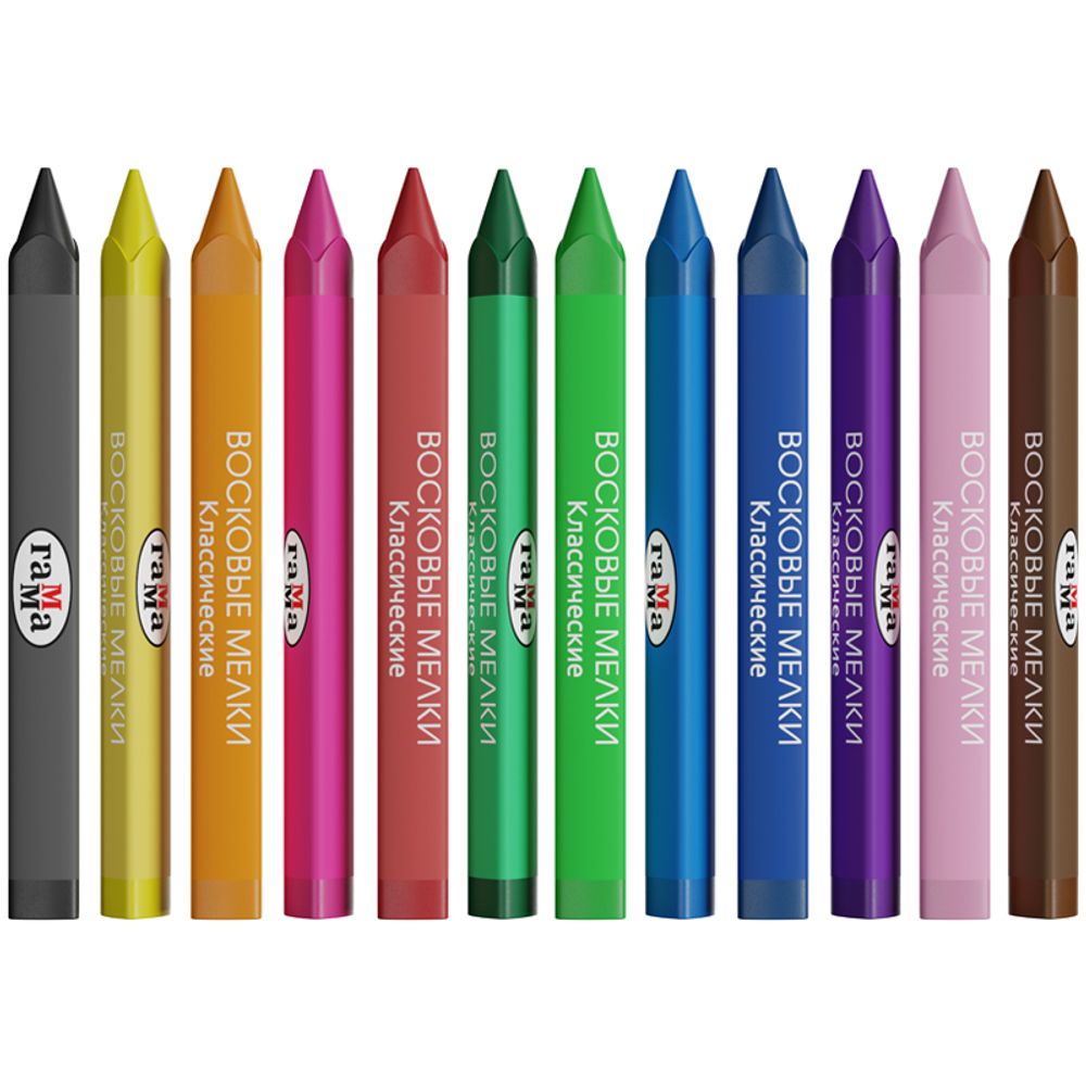 Мелки восковые 12цв. Гамма Классические, трехгранные, картон. уп.