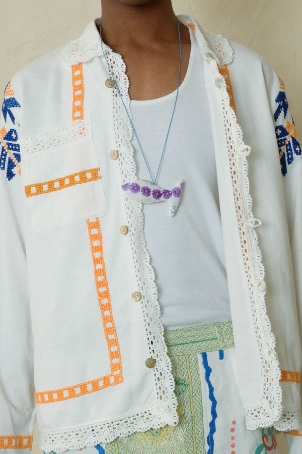 Рубашка с Кружевом по Краю / Lace Hem Long Sleeve белая - фото 10