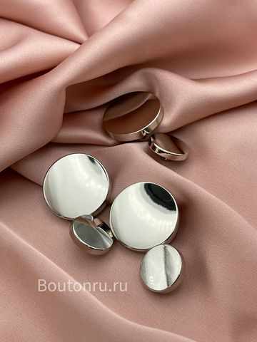 Пуговицы плоские металлические серебристые глянец