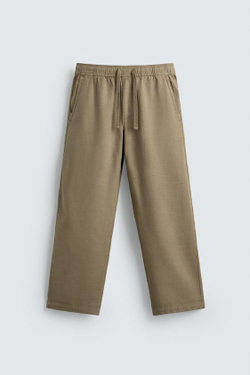 ZARA БРЮКИ RELAXED FIT С РЕЛЬЕФНОЙ СТРУКТУРОЙ, РЫЖЕВАТО-КОРИЧНЕВЫЙ