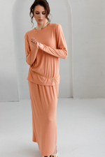 Юбка из трикотажа на резинке коралловая