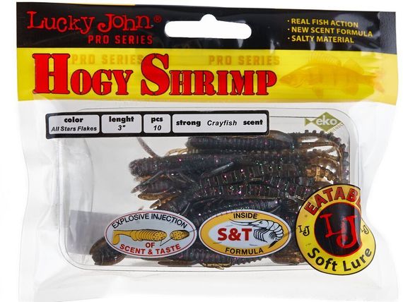 Виброхвосты съедобные LJ Pro Series HOGY SHRIMP 3.0in (7,6 см), цв. S21, 10 шт.
