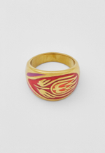 Кольцо Qarlygash & Qyzgaldaq GOLD RED STEEL