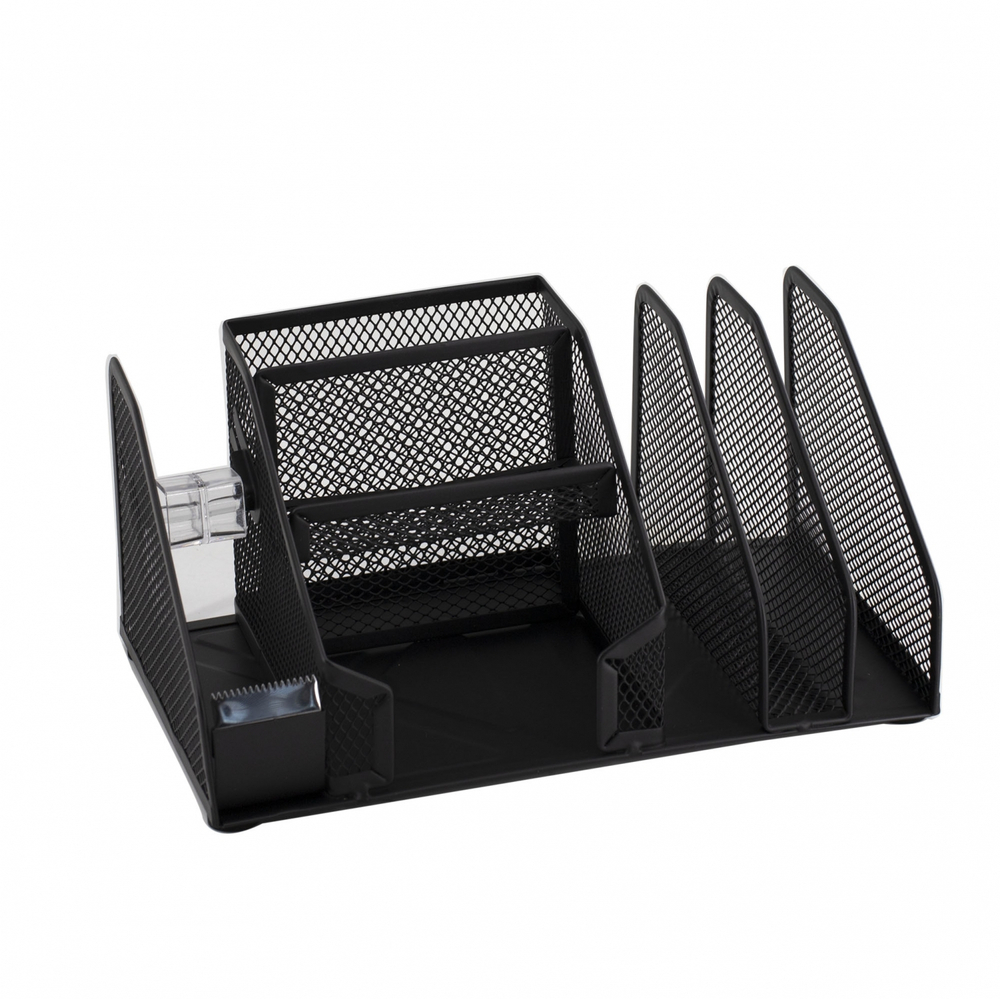 Подставка-органайзер д/канцтоваров, Alingar, металлическая, 22,5 см * 14,5 см*11 см, 7 отделений, держатель для скотча, черный