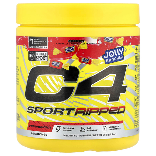 C4 / Cellucor, C4® Sport Ripped, предтренировочный комплекс, со вкусом вишни, 266 г (9,4 унции)