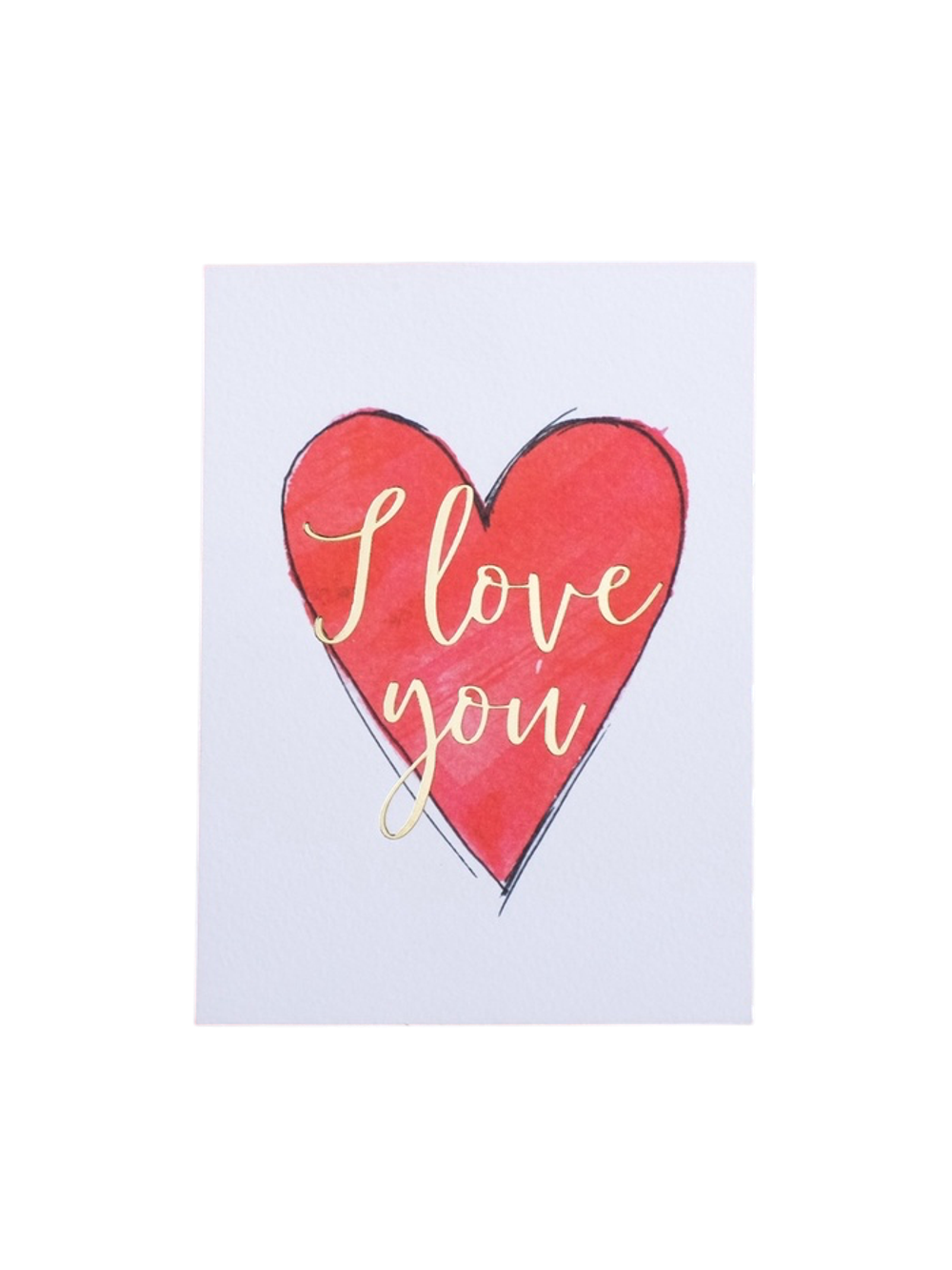 Открытка на акварельном картоне с тиснением I love you, 7.5×10.5 см