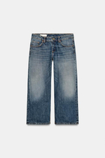 Джинсы TRF с низкой талией, короткими и широкими брючинами - ZARA