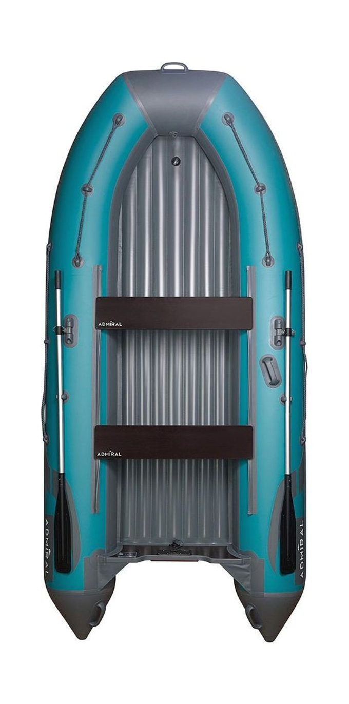 Надувная лодка ПВХ, Адмирал 375 S НДНД,  роульс, рым, накладки, голубой/серый