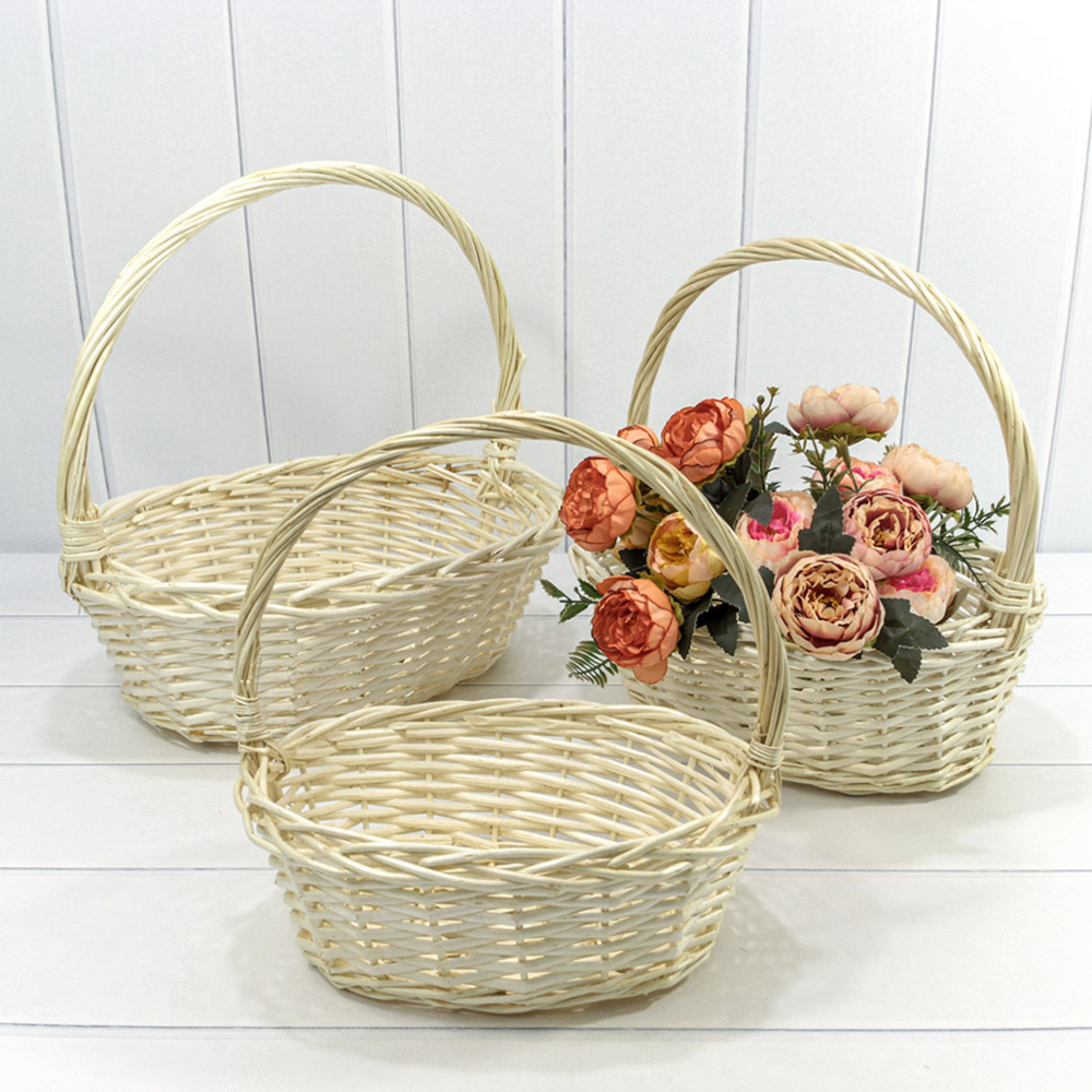 Корзина 38х30х13/38 (±5%) см Набор 3шт с ручкой (Бежевый)