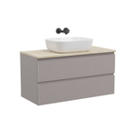 Тумба подвесная Sancos Snob R, Doha Soft 995х445х500, под столешницу без отверстия под смеситель, цвет Kreman