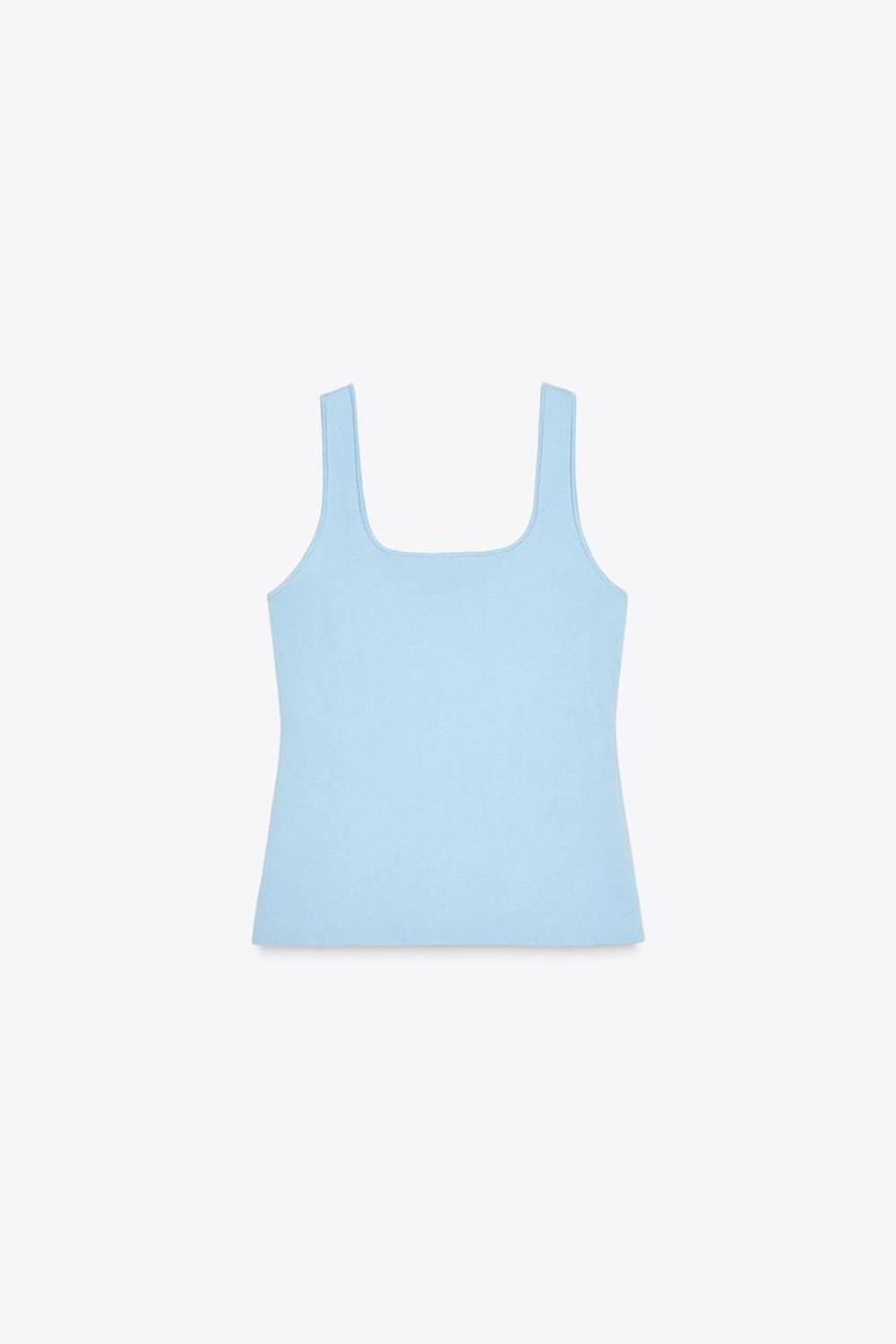 ZARA ОДНОТОННЫЙ ТРИКОТАЖНЫЙ ТОП-КОРСЕТ, СИНИЙ