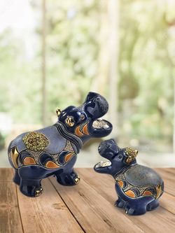 De Rosa Rinconada Статуэтка керамическая Детеныш гиппопотама с лилией