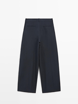 Massimo Dutti Свободные брюки со складками, темно-синий
