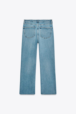 ZARA ДЖИНСЫ TRF CROPPED FLARE С ВЫСОКОЙ ПОСАДКОЙ, ГОЛУБОЙ