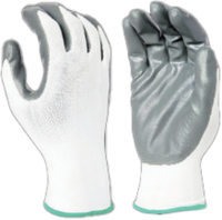 Перчатки 13G белая полиэстеровая подкладка, покрытие ладони серым нитрилом