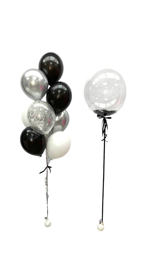 Воздушный сет шар-сфера Баблс (deco-bubbles) с перьями