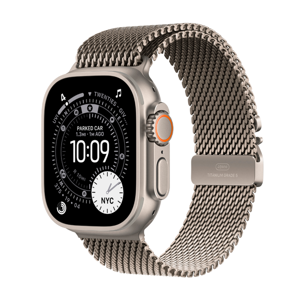 Apple Watch Ultra 3 GPS + Cellular 49mm Natural Titanium Case with Natural Titanium Milanese Loop - Large,Model A3281