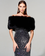 Корсетное платье с меховой отделкой