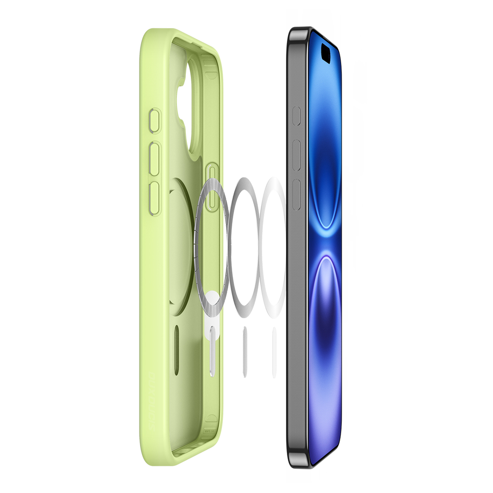 Прозрачный матовый чехол зеленого цвета и с MagSafe для iPhone 16 Plus, серия Yind Series от Dux Ducis