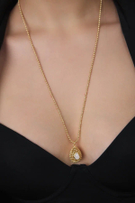 Кулон на цепочке "Милора" круглый с цирконами, оттенок золото