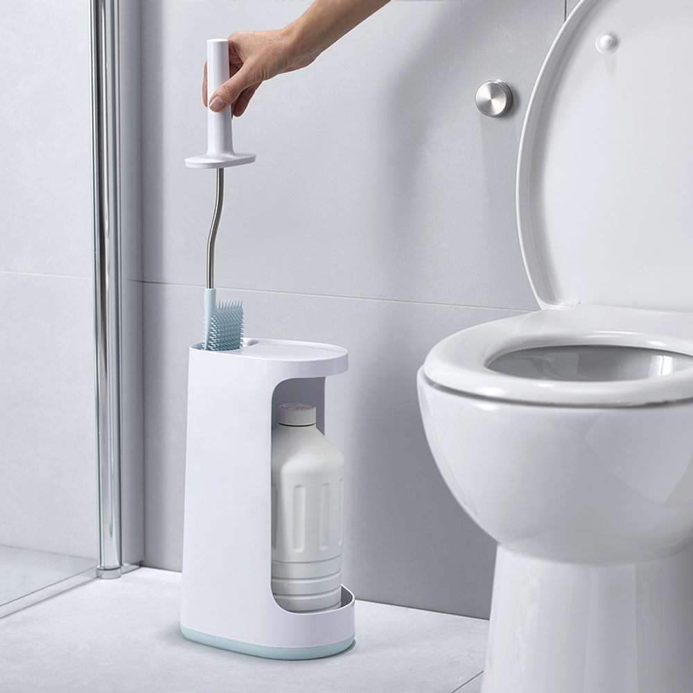 Ёршик для унитаза с большим отсеком для хранения Flex Plus бело-голубой, Joseph Joseph