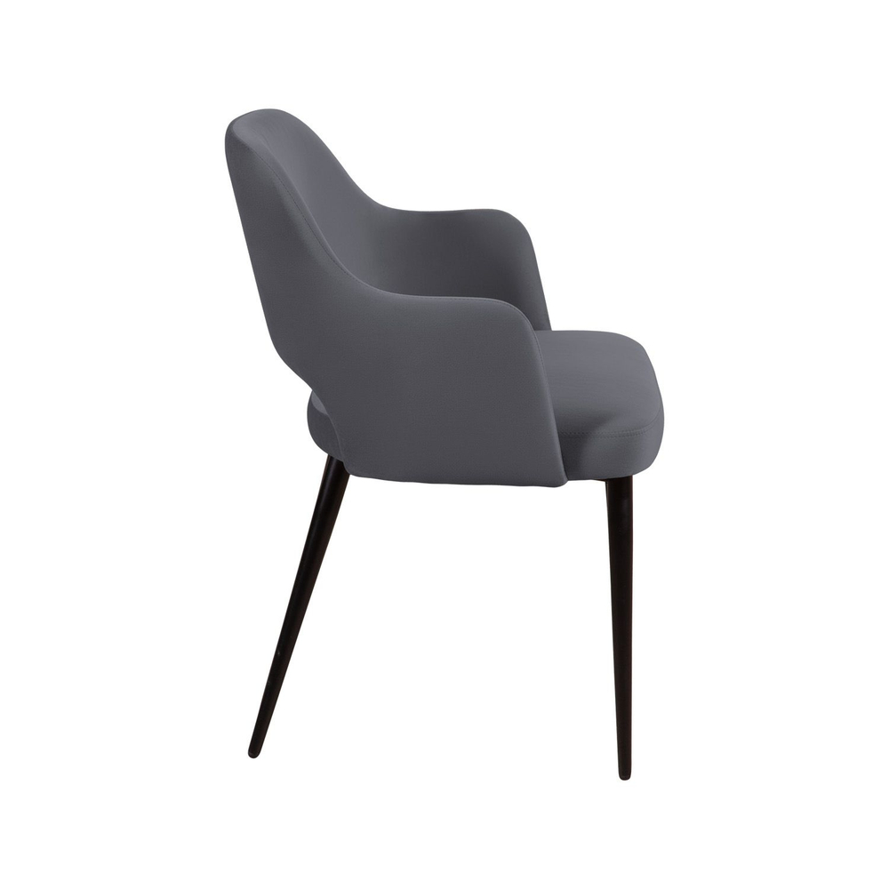 Стул William с подлокотниками, бархат серый 27/ черный конус