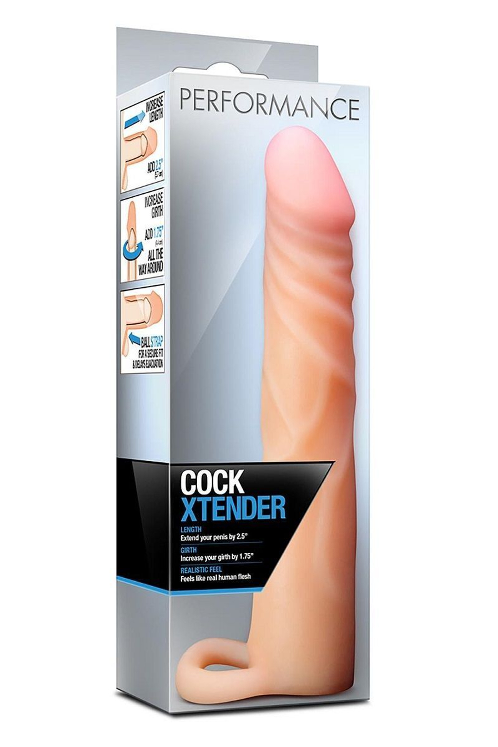 Телесная насадка на пенис Cock Xtender - 17,7 см. (Цвет: телесный)
