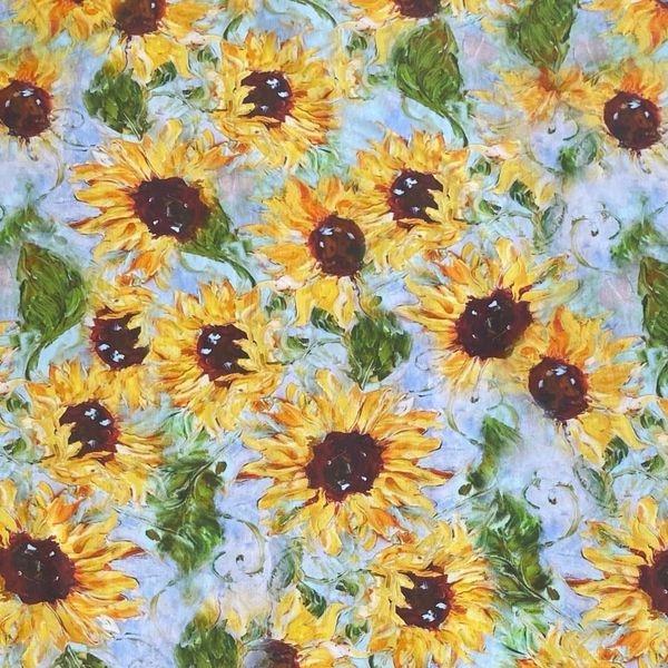 ПОДСОЛНУХИ НА ГОЛУБОМ, 100% хлопок Handmade Fabrics 1