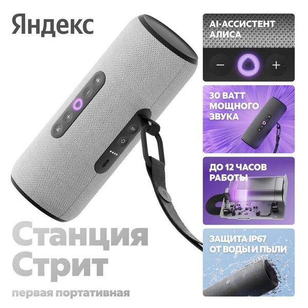 Умная колонка Яндекс Станция Стрит с Алисой, Cерый | Gray