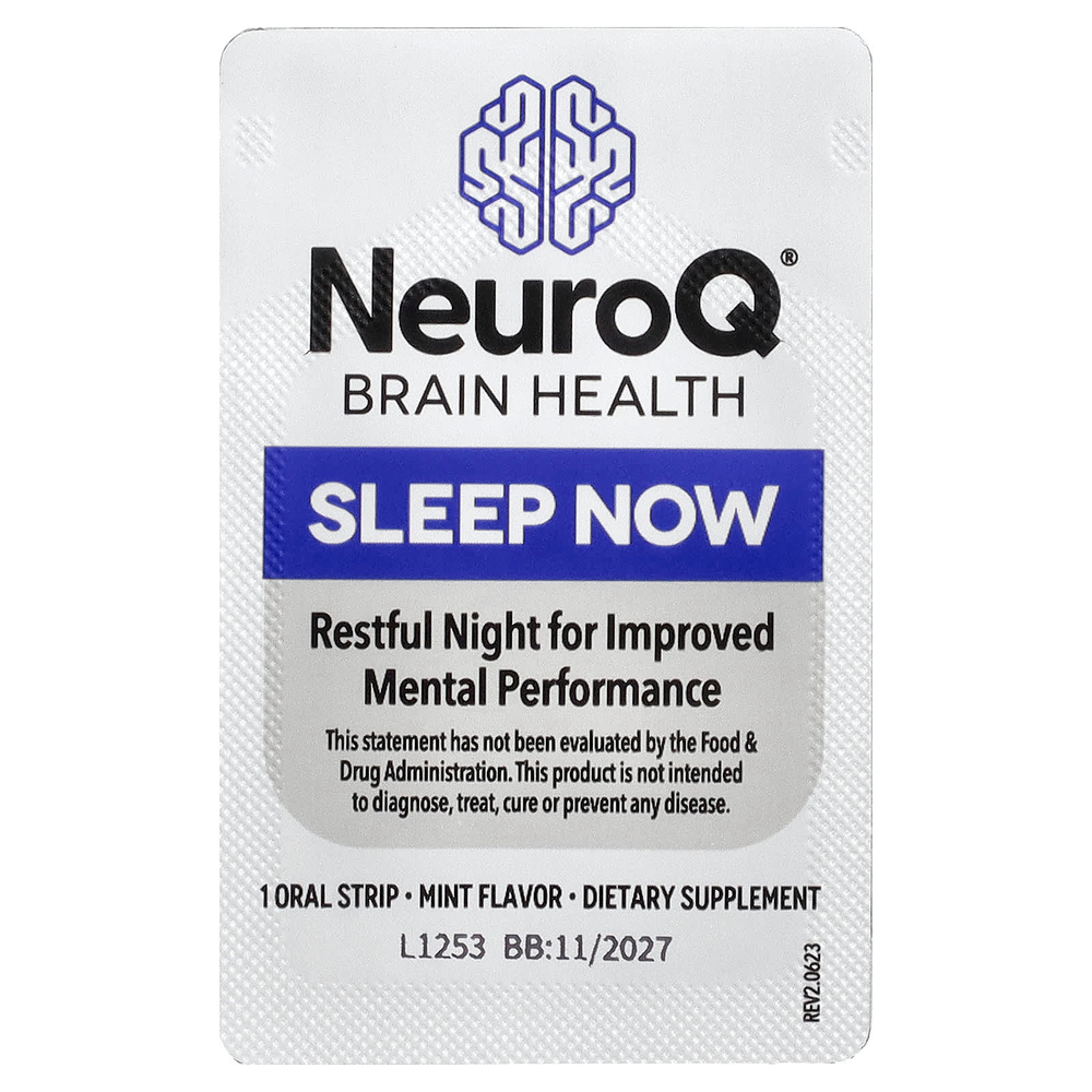 LifeSeasons, NeuroQ Brain Health, Sleep Now, мята, 30 пероральных полосок