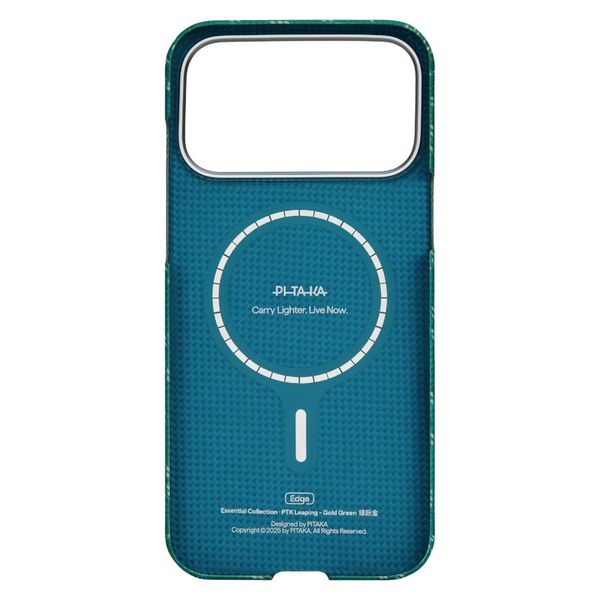 Чехол Pitaka Edge Case для iPhone 17 Pro Max, Зеленый монограм | Monogram Gold/Green