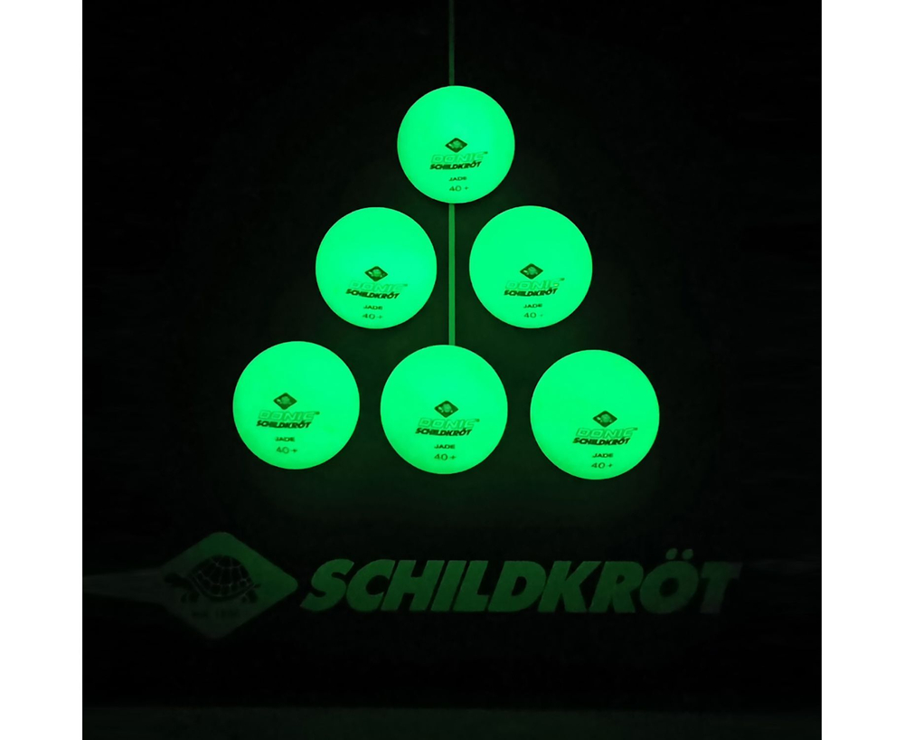 Мячики для н/тенниса DONIC GLOW IN THE DARK 40+, 6 шт, (зеленые)