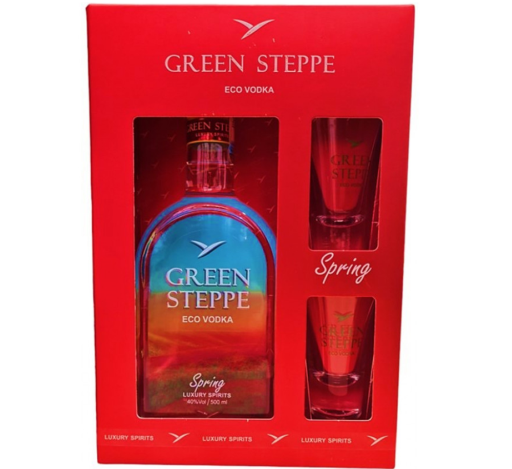 Водка Green Steppe Spring 0,5 л. В подарочной упаковке 