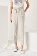 3968 Брюки женские (пепельно-бежевый клетка)