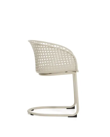 Уличный стул Tenaro из бежевого пластика и стали