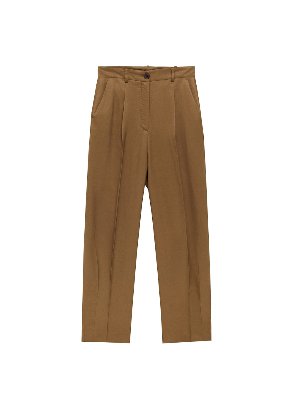 Брюки из смесового льна с защипами