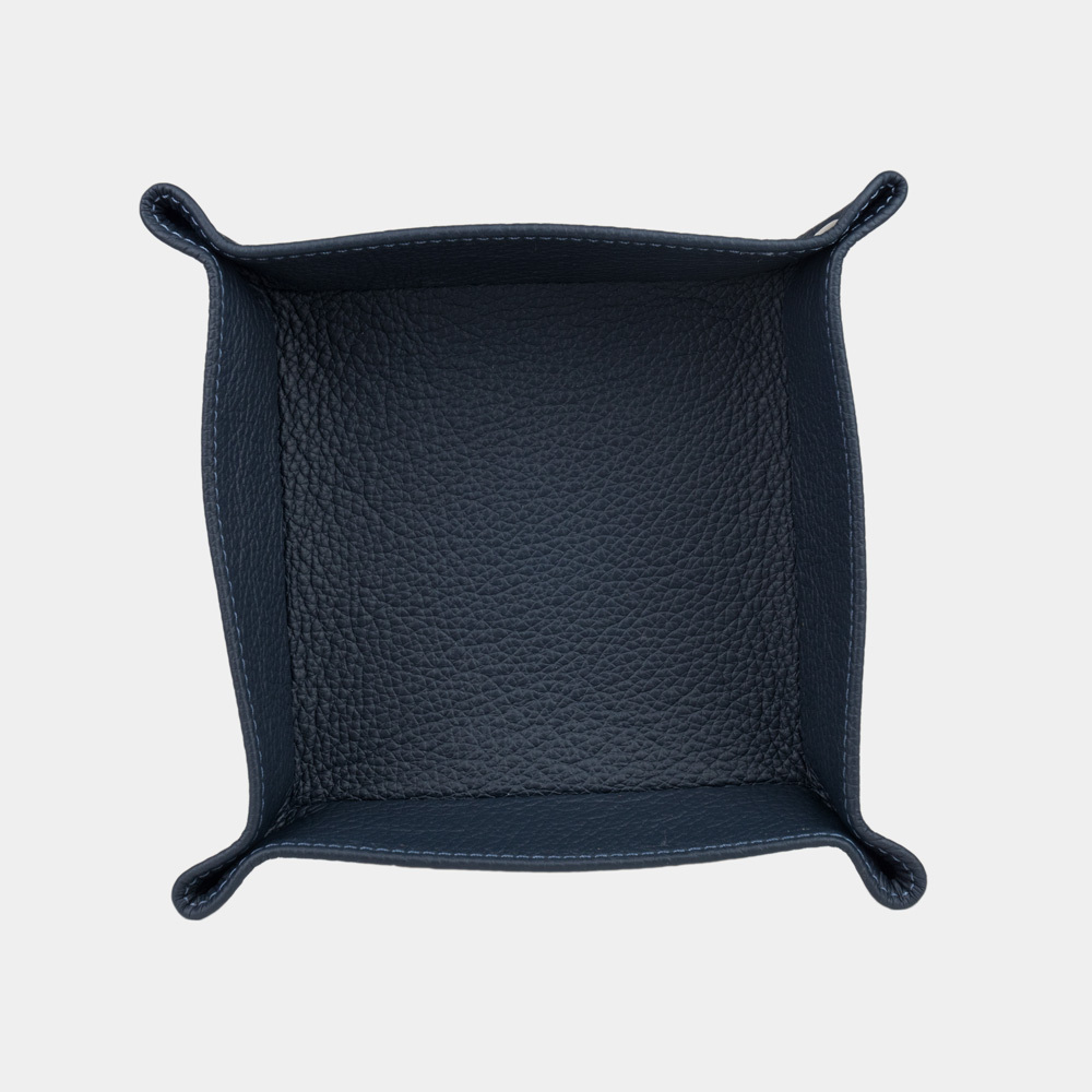 Лоток для мелочей из натуральной кожи теленка, синего цвета